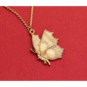 Vintage Fairy's Wish Gold Tone Chain/Butterfly Necklace 17 Inch F20